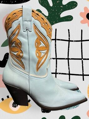 Toral | Light Blue Genuine Leather Embroidered Pointed Toe Western Cowboy Boots
